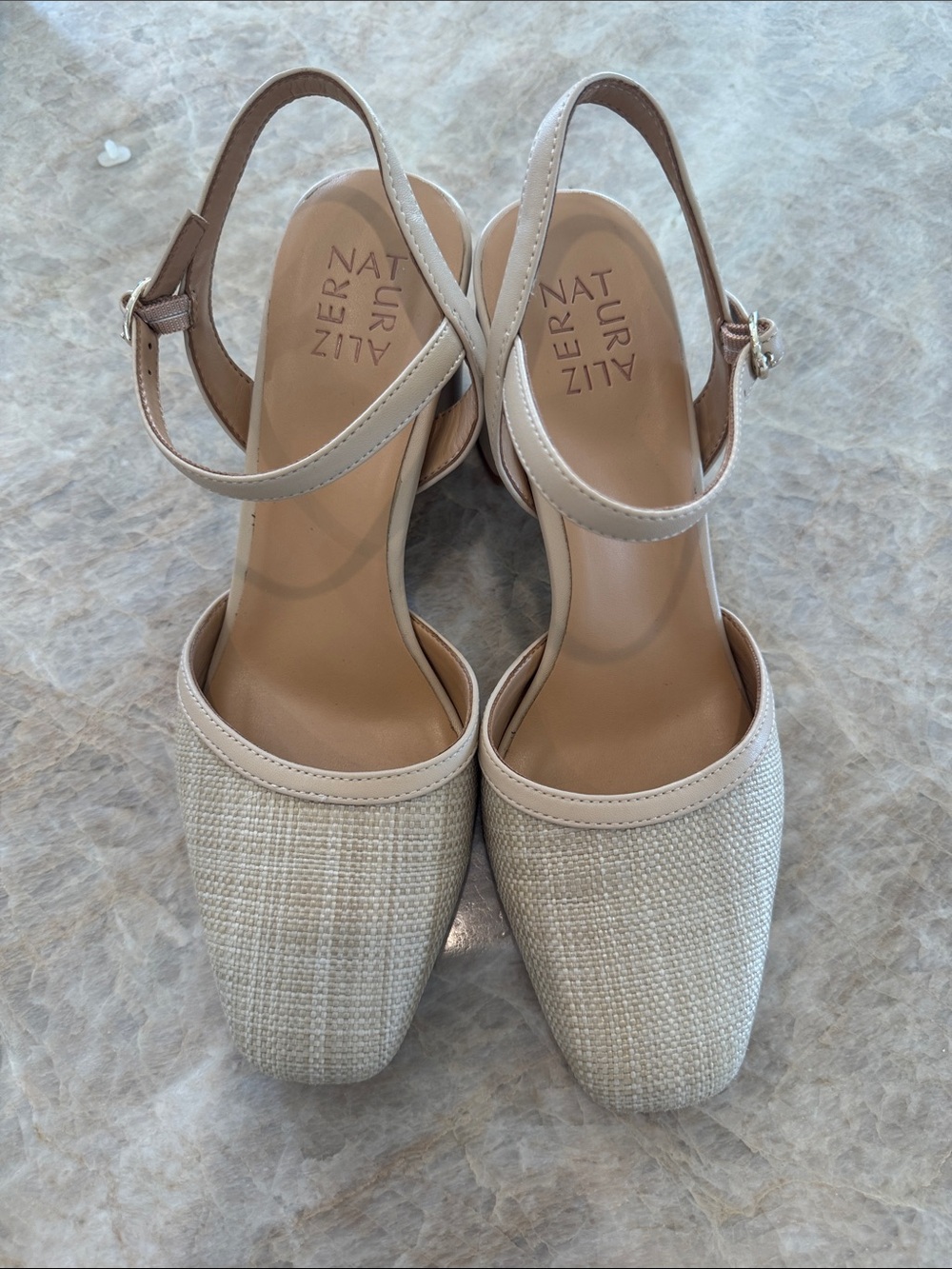 Naturalizer Beige Woven Slingback Mules